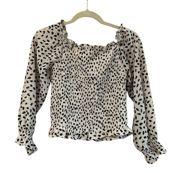 NWT SHE + SKY SMOCKED BLOUSE - Picture 1 of 3